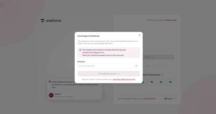 Registered - verify and link this account