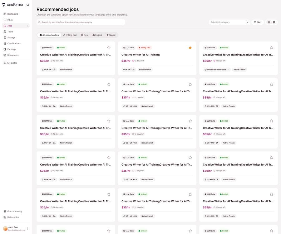 Jobs board screenshot