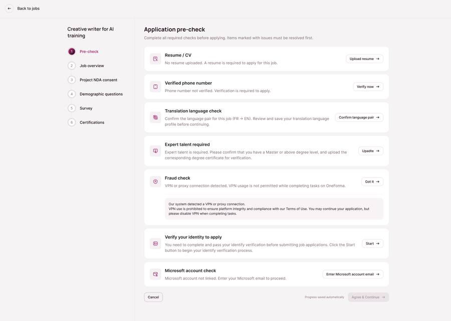 Pre-check screenshot