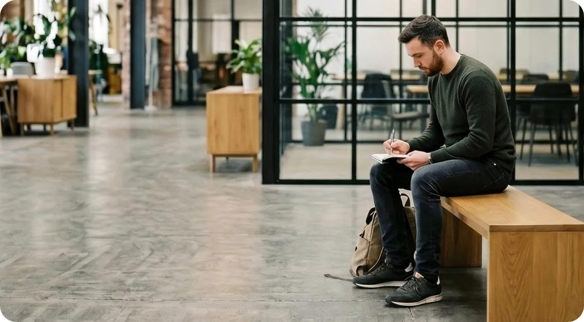 A OneForma expert in a calm, modern workspace