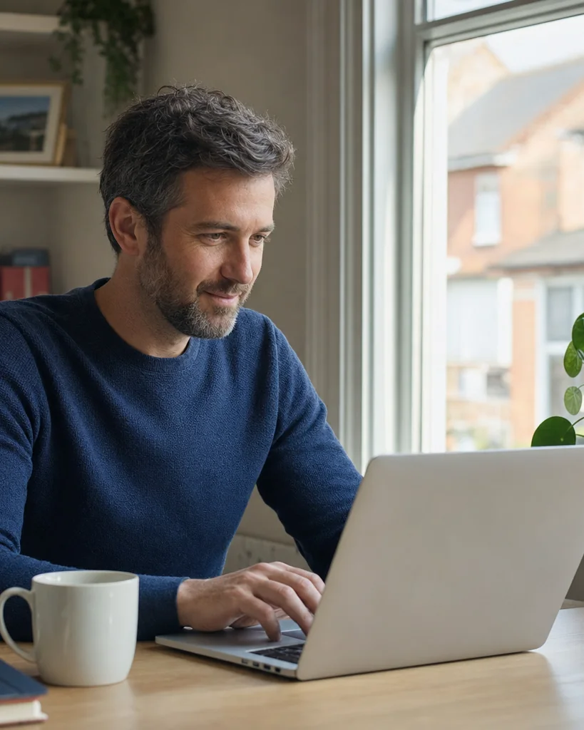 A local map evaluator reviewing search results on a laptop at home