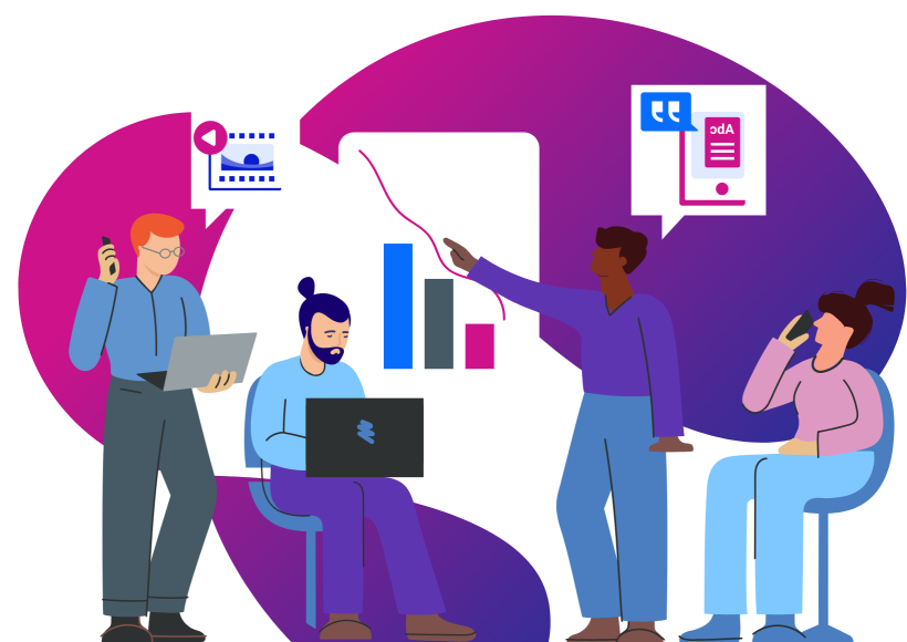 Illustration of people working at an office