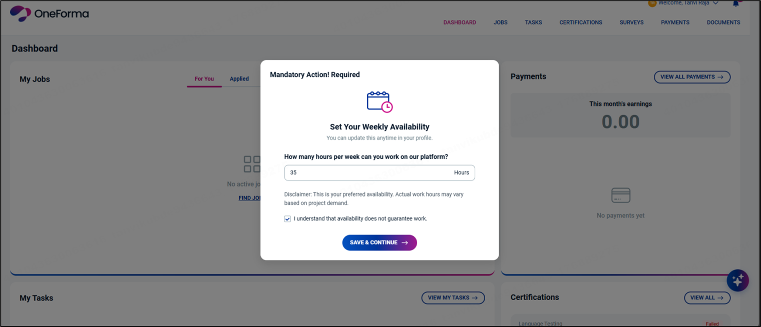 Managing Your Weekly Availability on OneForma | OneForma